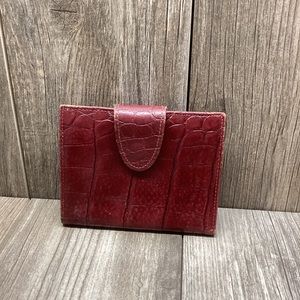 Vintage Rolfs Burgundy Pigskin Kiss Lock Coin Purse Wallet & Credit Card Holder